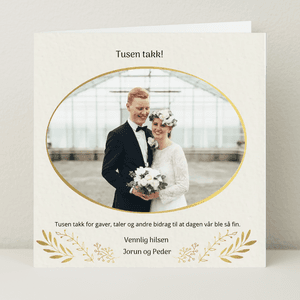 Takkekort| Bryllup | Gullblad