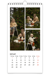 Veggkalender | Smal | Klassisk hvit